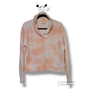 Faherty Women's Peach White Tie Dye Print Fleece Popover Sweatshirt - S
